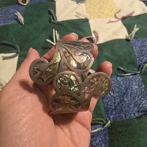 Silver and Abalone Cuff Bracelet Antique